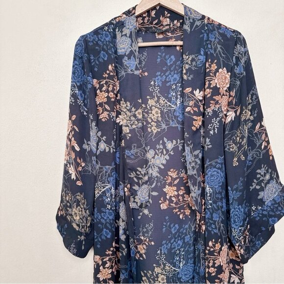 Tahari Womens S/M Open Floral Drape Kimono - Picture 6 of 13
